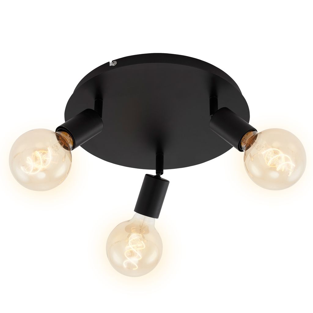 Lampe spot Ø 30 cm 3x exkl. E27 60W noir